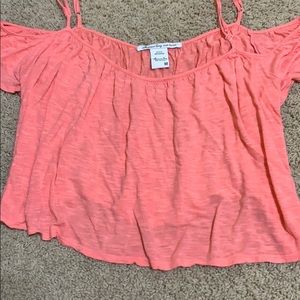 Salmon off the shoulder shirt